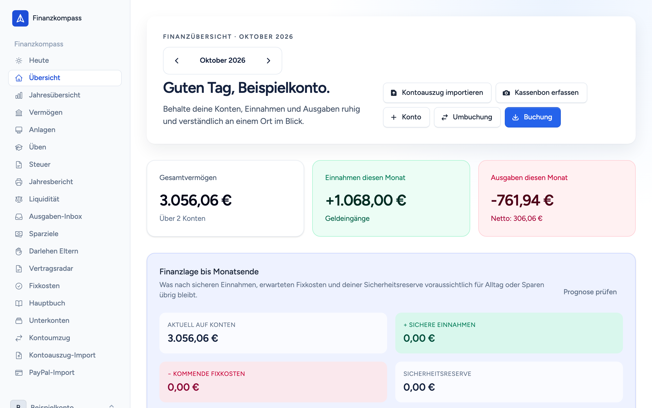 Bildschirmfoto von Finanzkompass